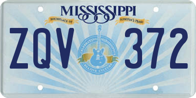 MS license plate ZQV372