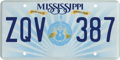 MS license plate ZQV387