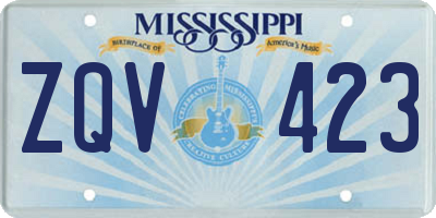 MS license plate ZQV423