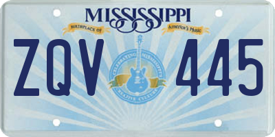 MS license plate ZQV445