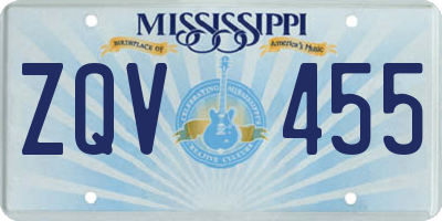 MS license plate ZQV455