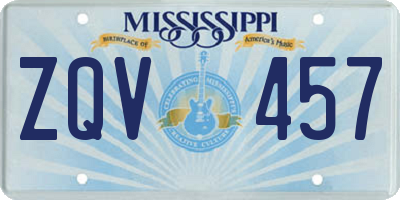 MS license plate ZQV457
