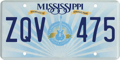 MS license plate ZQV475