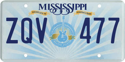 MS license plate ZQV477