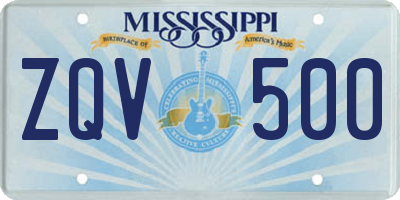 MS license plate ZQV500