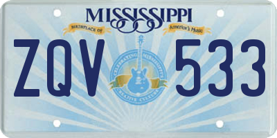 MS license plate ZQV533