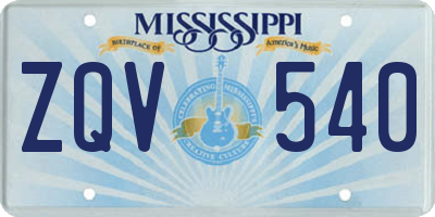 MS license plate ZQV540