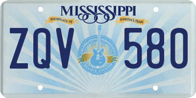 MS license plate ZQV580