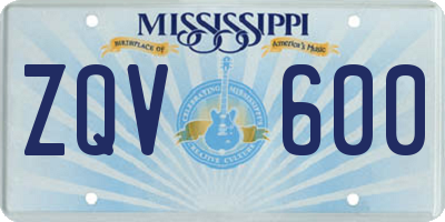 MS license plate ZQV600