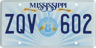 MS license plate ZQV602