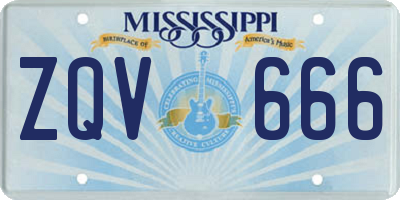 MS license plate ZQV666