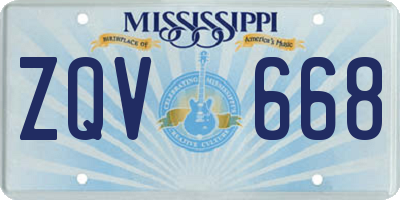 MS license plate ZQV668