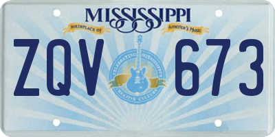 MS license plate ZQV673