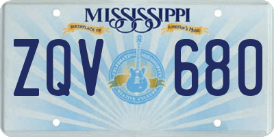 MS license plate ZQV680