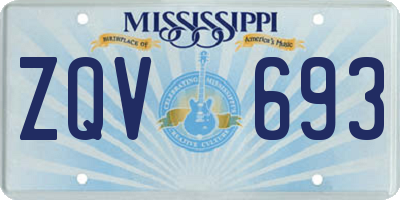 MS license plate ZQV693