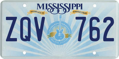 MS license plate ZQV762