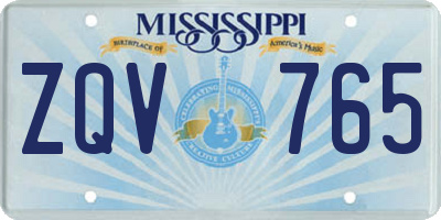 MS license plate ZQV765