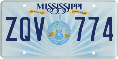 MS license plate ZQV774