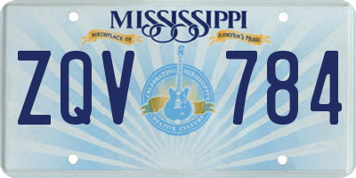 MS license plate ZQV784