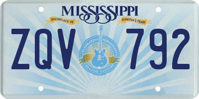 MS license plate ZQV792