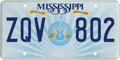 MS license plate ZQV802