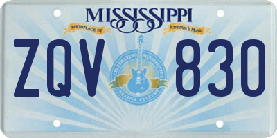 MS license plate ZQV830