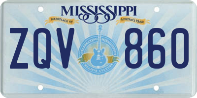 MS license plate ZQV860