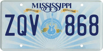 MS license plate ZQV868