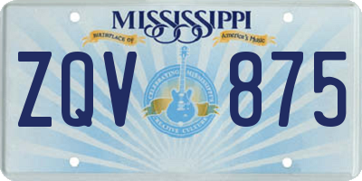 MS license plate ZQV875