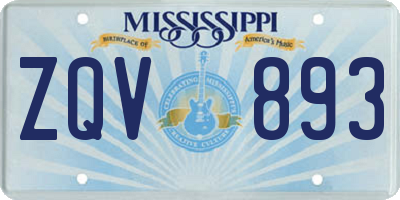 MS license plate ZQV893