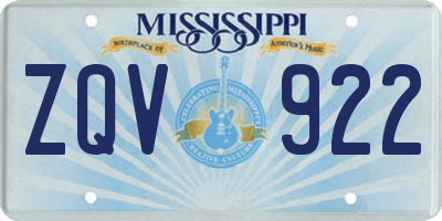 MS license plate ZQV922