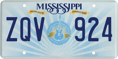 MS license plate ZQV924