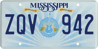 MS license plate ZQV942