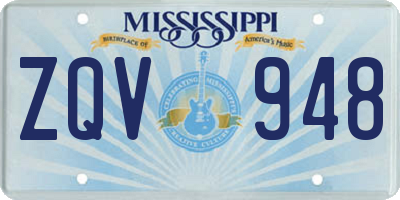MS license plate ZQV948
