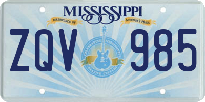 MS license plate ZQV985