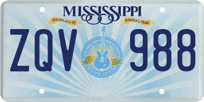 MS license plate ZQV988