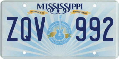 MS license plate ZQV992