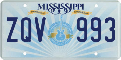MS license plate ZQV993