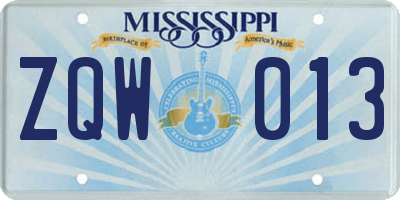 MS license plate ZQW013