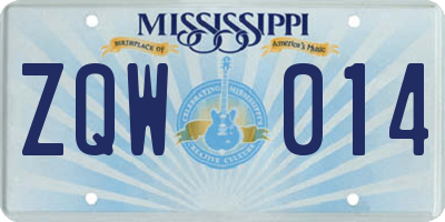 MS license plate ZQW014