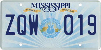 MS license plate ZQW019