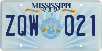 MS license plate ZQW021