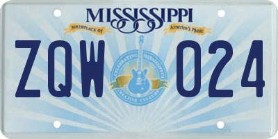MS license plate ZQW024