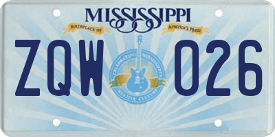 MS license plate ZQW026