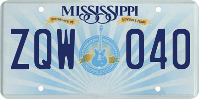 MS license plate ZQW040