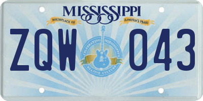 MS license plate ZQW043