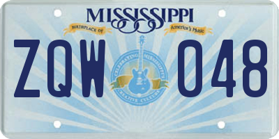 MS license plate ZQW048