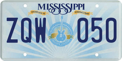 MS license plate ZQW050