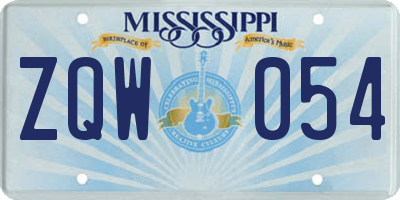 MS license plate ZQW054