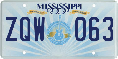 MS license plate ZQW063